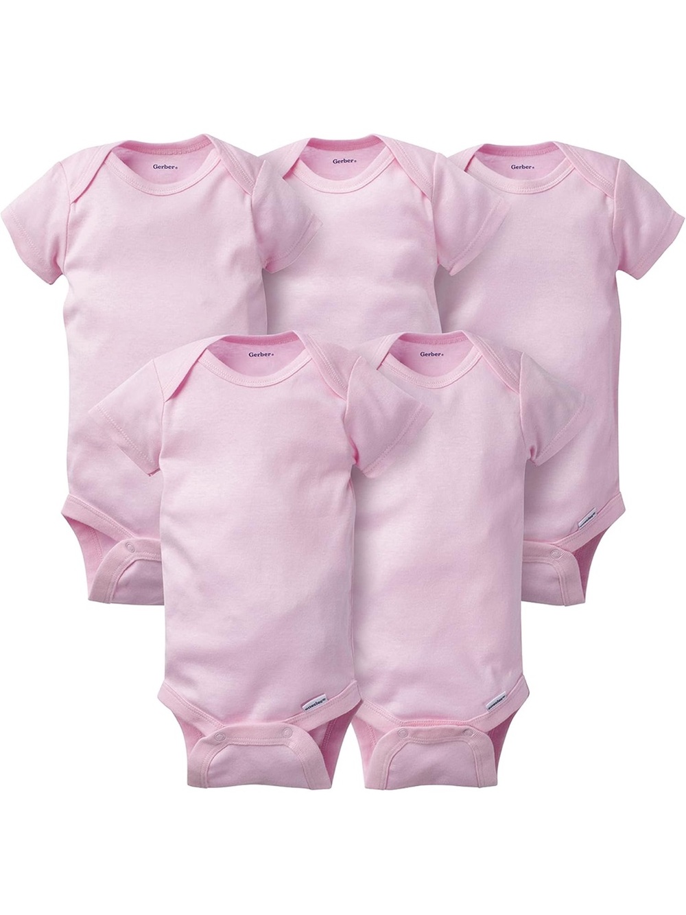 Gerber Baby Girl Pink Short Sleeve Onesies Bundle 0-3 Months 5 Pack